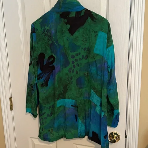 Ali Miles 80% rayon 20% nylon  button-down top - Picture 5 of 10